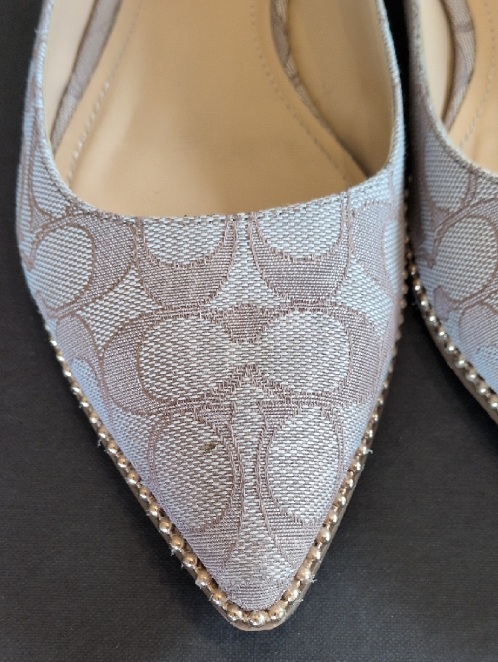 Coach Beige Signature Pointed Slingback Flats 8.5 - Picture 7 of 8